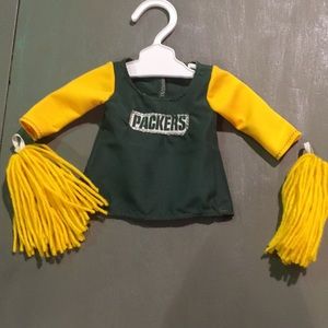 Packers cheerleader & Pom poms for American girl